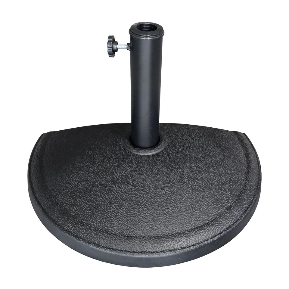 US Weight half round base 20lb on a patio for sturdy shade setups.