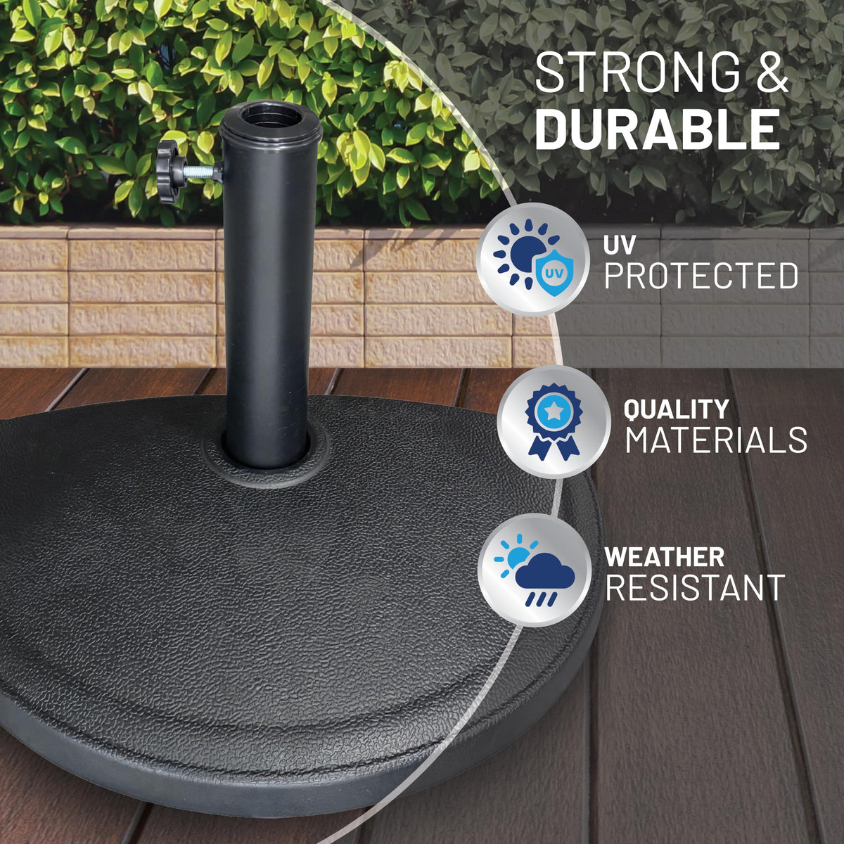 US Weight pebble-texture finish adds a modern touch to outdoor spaces.