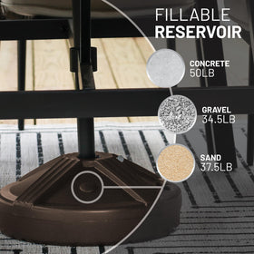 US Weight base fits 1.5-inch poles for secure patio shade.