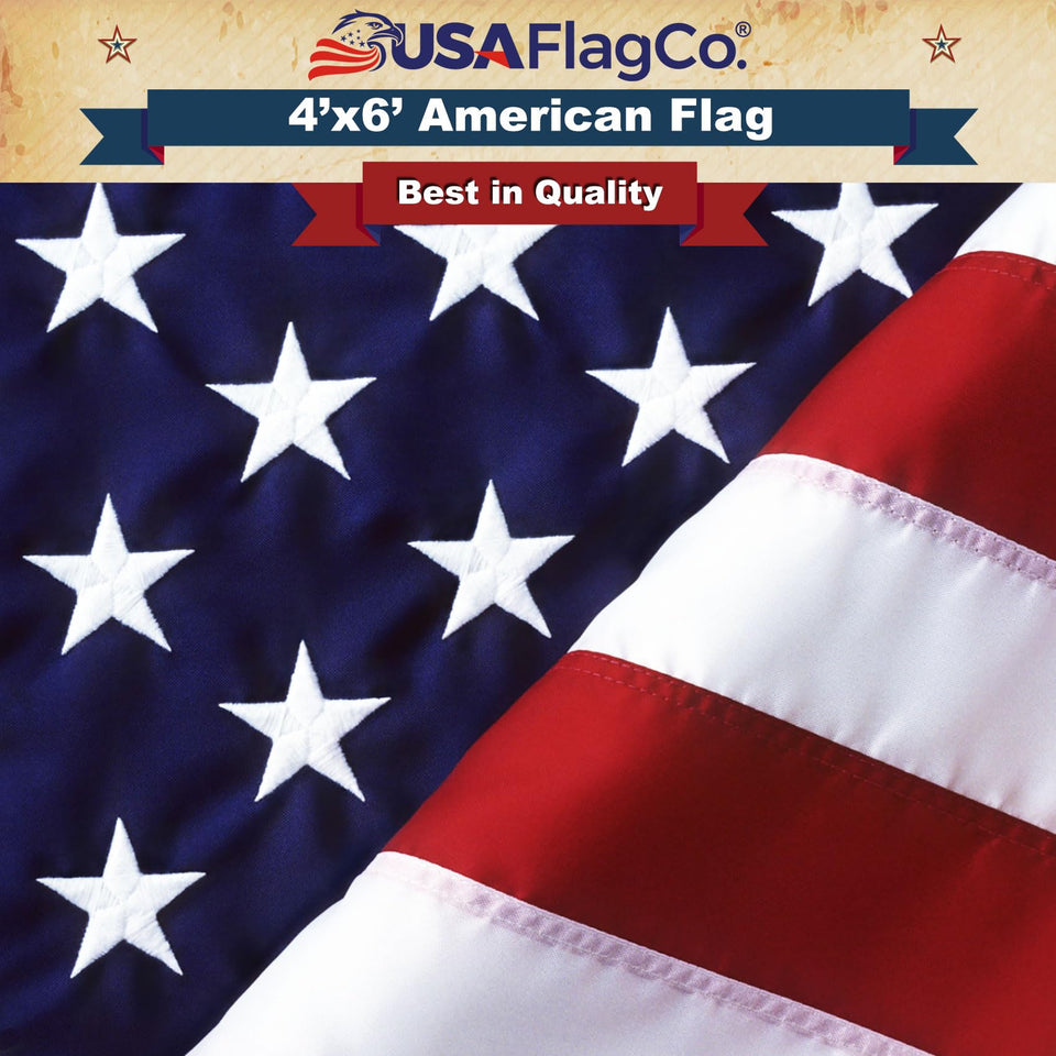USA Flag Co. 4x6 flag with embroidered stars for outdoor display
