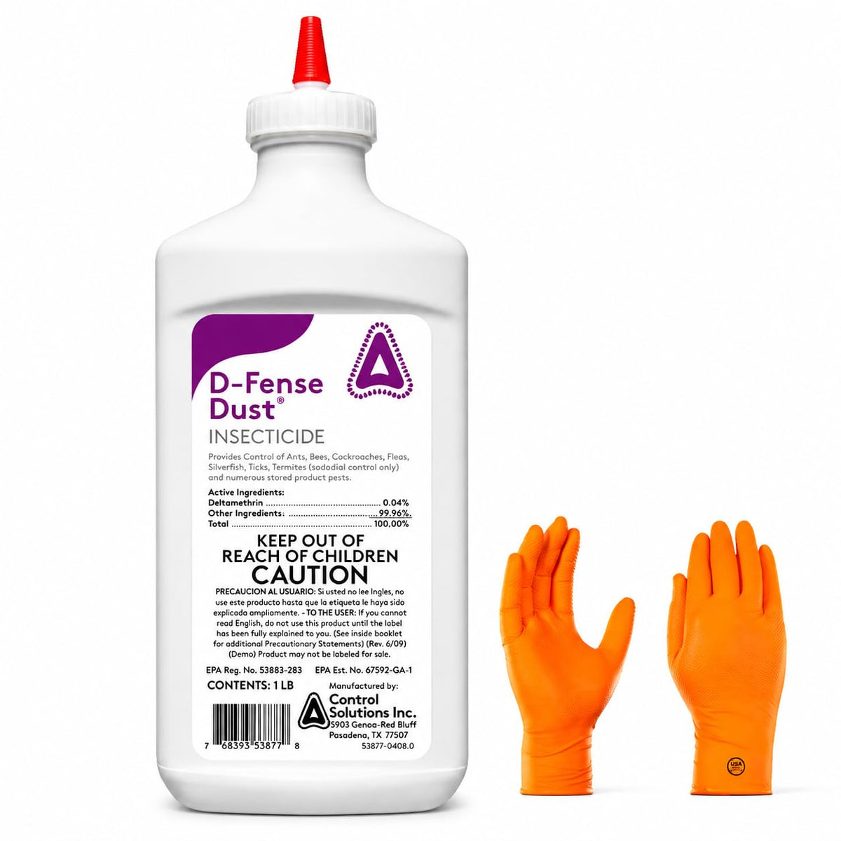 USA Supply D-Fense Dust packaging for precise application in tight spaces.
