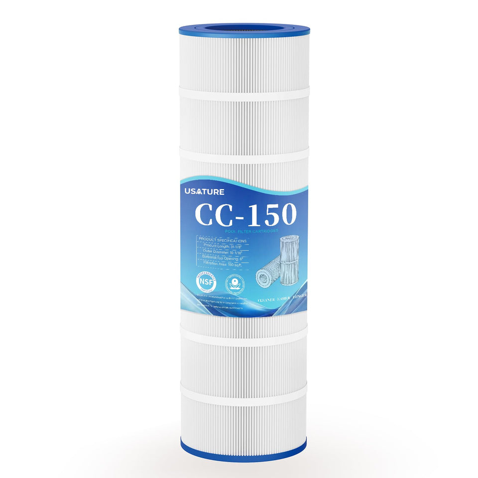 USATURE CC150 pool filter cartridge exterior illustrates a sturdy design for reliable filtration.