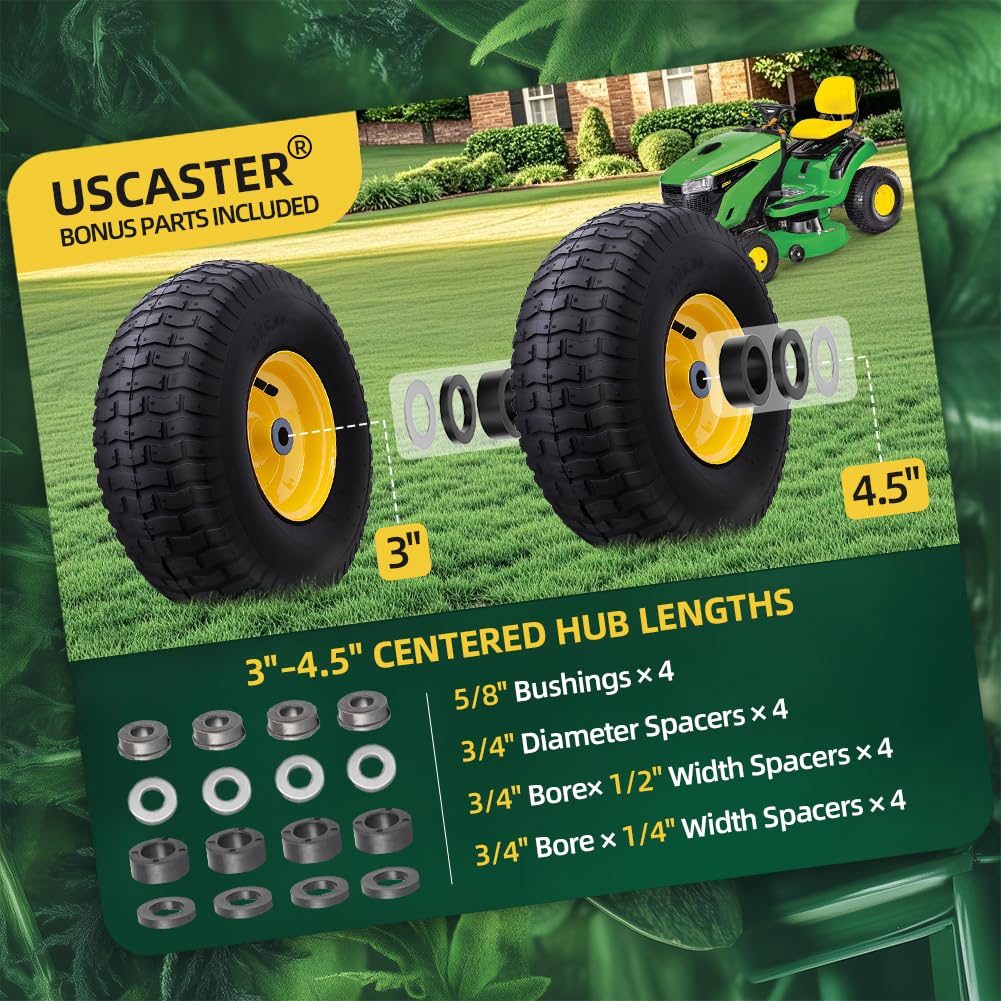 USCaster turf-friendly tread image illustrates minimal turf disturbance and improved ground grip
