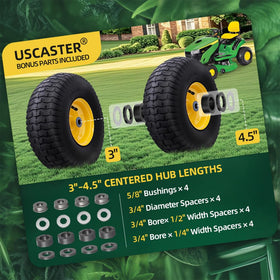 USCaster turf-friendly tread image illustrates minimal turf disturbance and improved ground grip