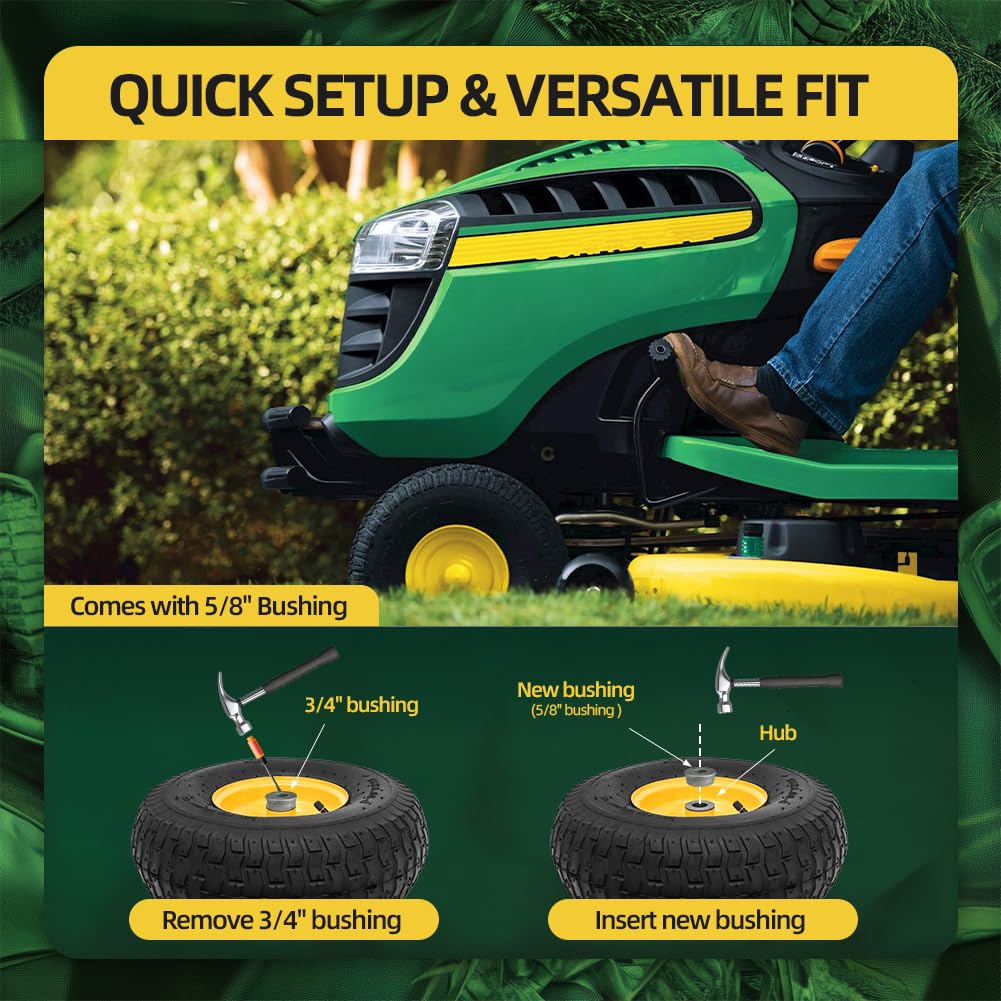 USCaster packaging image communicates ready-to-install front tires with spacers and bushings