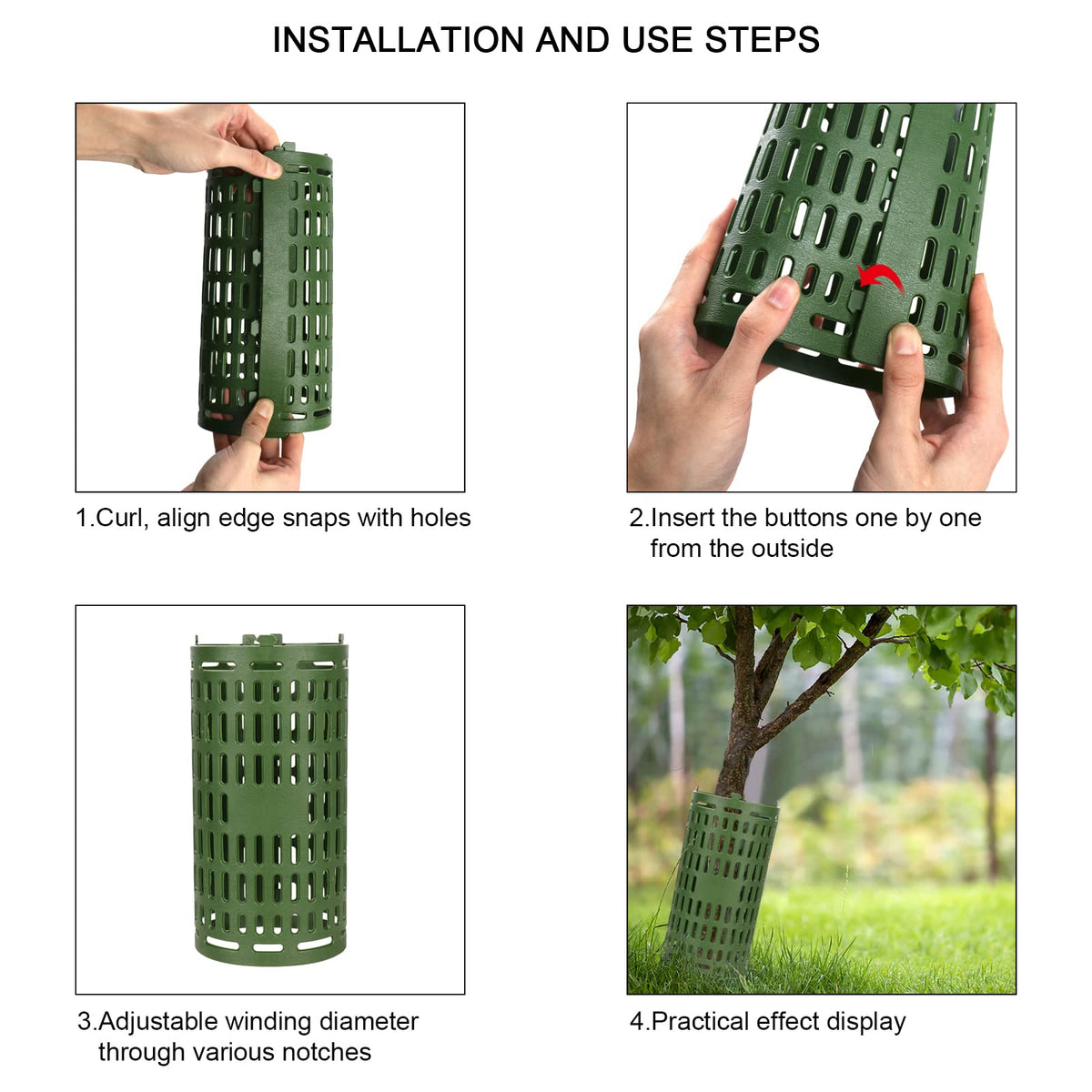 USEDGDIG durable plastic tree guard resists rust and cracking.