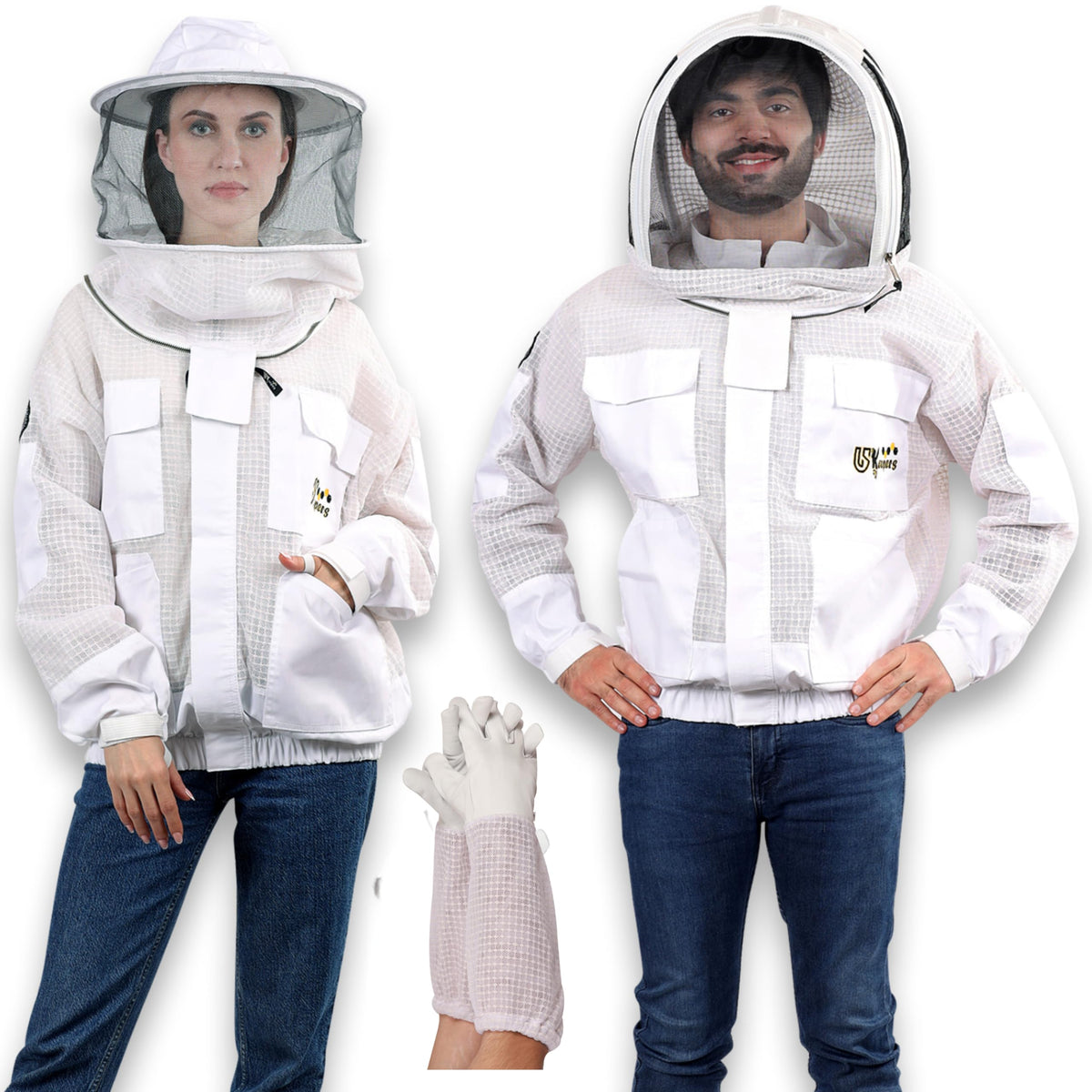 USKEEPERS 3-layer ventilated bee jacket for breathable protection during beekeeping sessions.