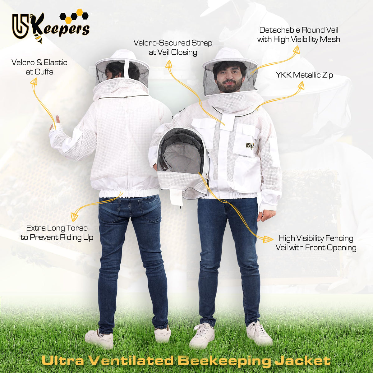 USKEEPERS six-pocket beekeeping jacket keeps tools and essentials secure.