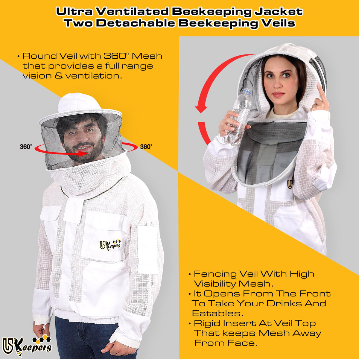 USKEEPERS detachable fencing veil provides high-visibility protection with easy access to drinks.