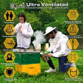 USKEEPERS detachable round veil offers 360-degree visibility and ventilation for hive inspections.
