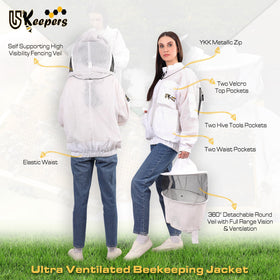 USKEEPERS elastic waist with Velcro wrists ensures a snug fit and reduced bee intrusion.
