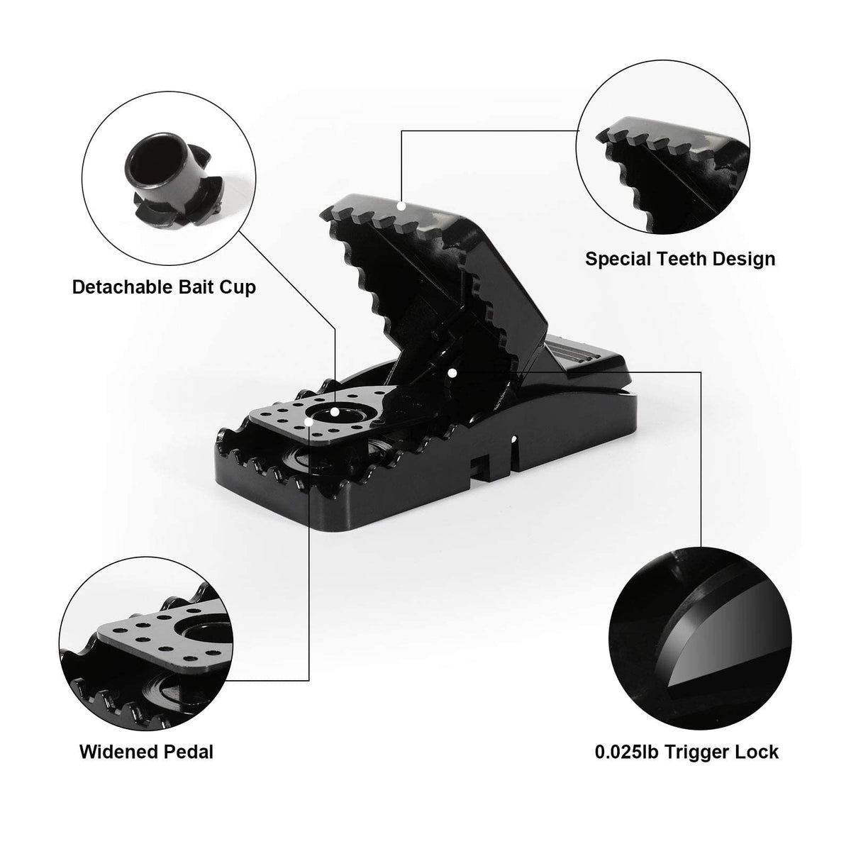 USKICH reusable mousetraps close-up showing durable ABS body.