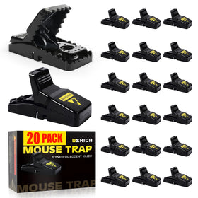 USKICH 20-pack mouse traps indoor side view for quick, reusable pest control.