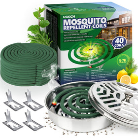 USKICH 40 mosquito coils for outdoor protection up to 10 feet with plant-based oils