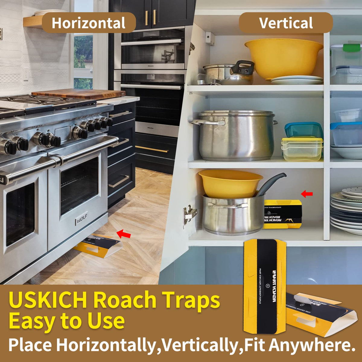 USKICH roach traps inside cabinets deliver tidy, contained control