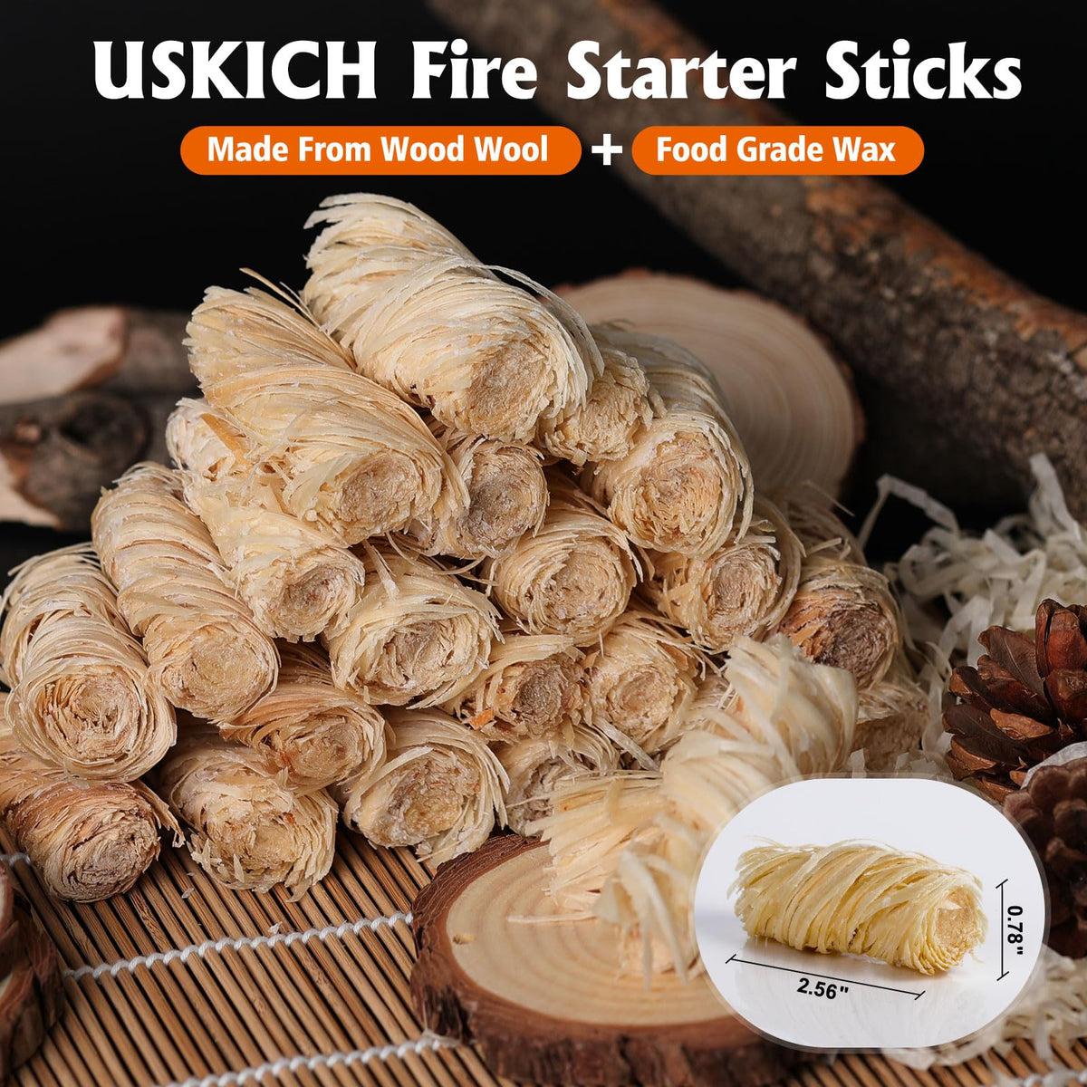 USKICH charcoal fire starter use—quick ignition for efficient grilling with larger pieces.