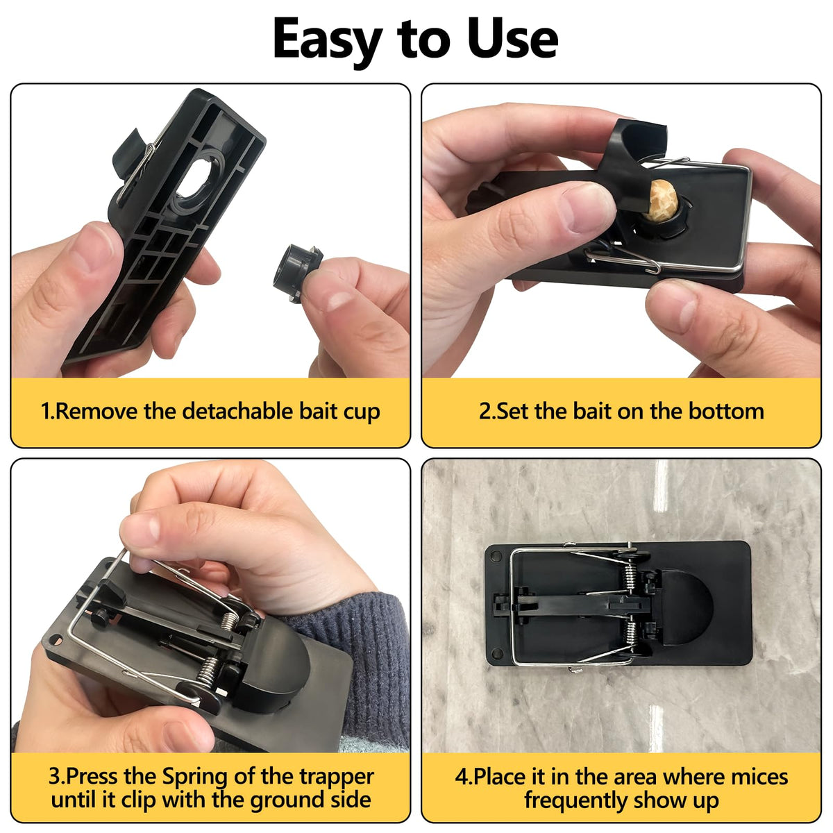 USKICH easy-set mouse trap simplifies baiting and setup