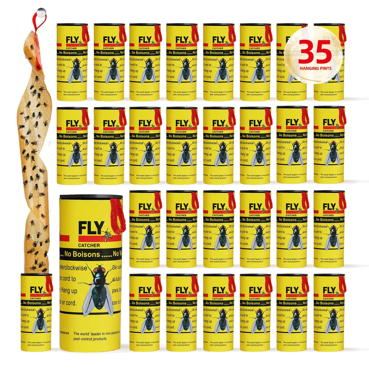 USKICH fly traps 35-pack for indoor and outdoor use with durable strips.