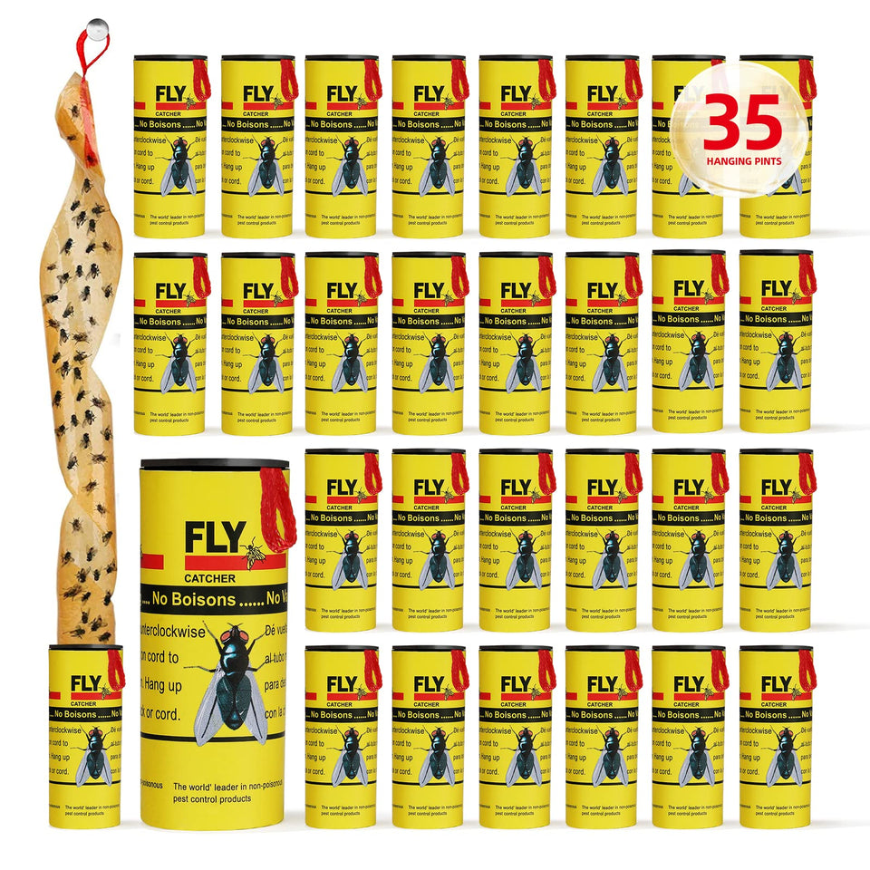 USKICH fly traps 35-pack for indoor and outdoor use with durable strips.