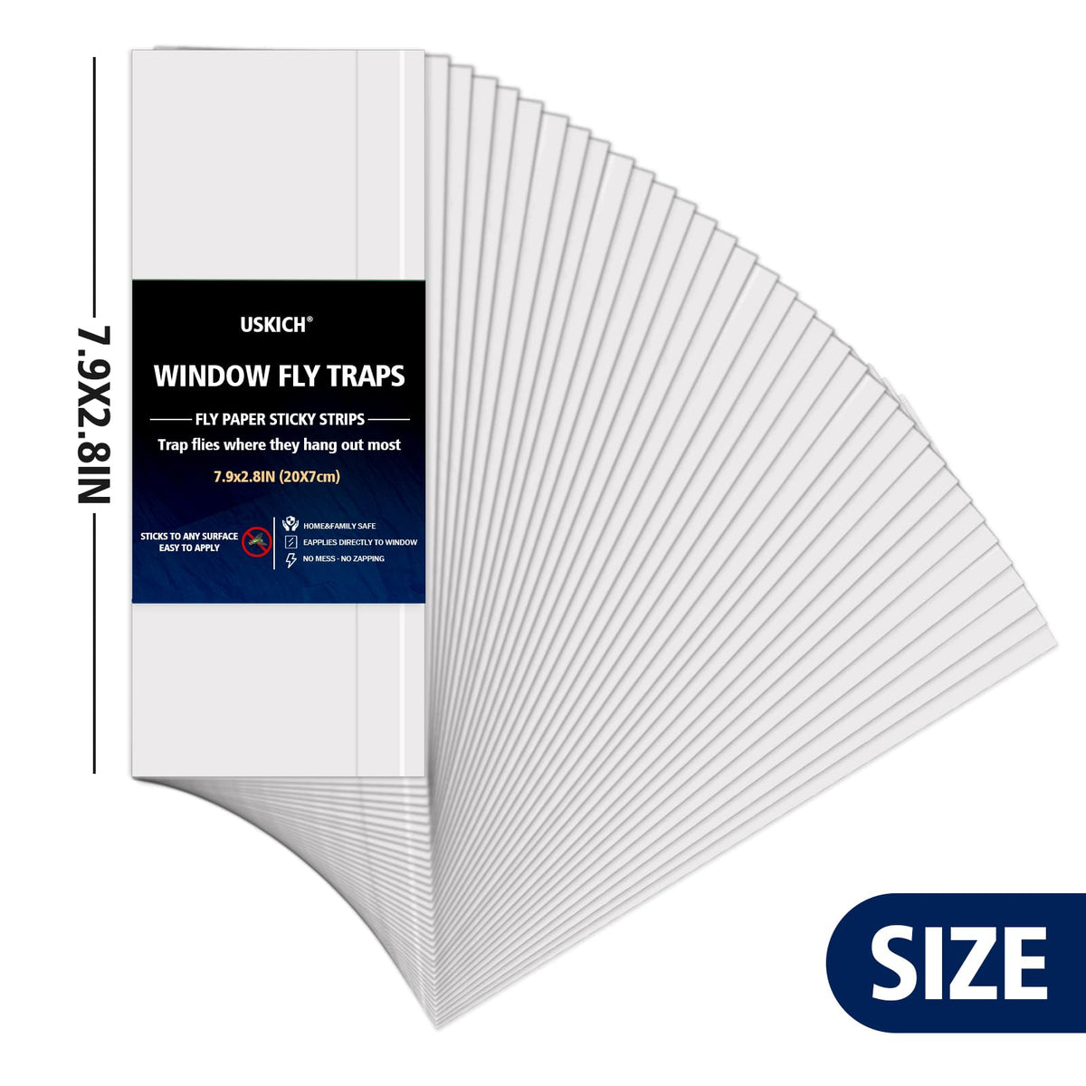 Close-up of USKICH fly trap adhesive strip.