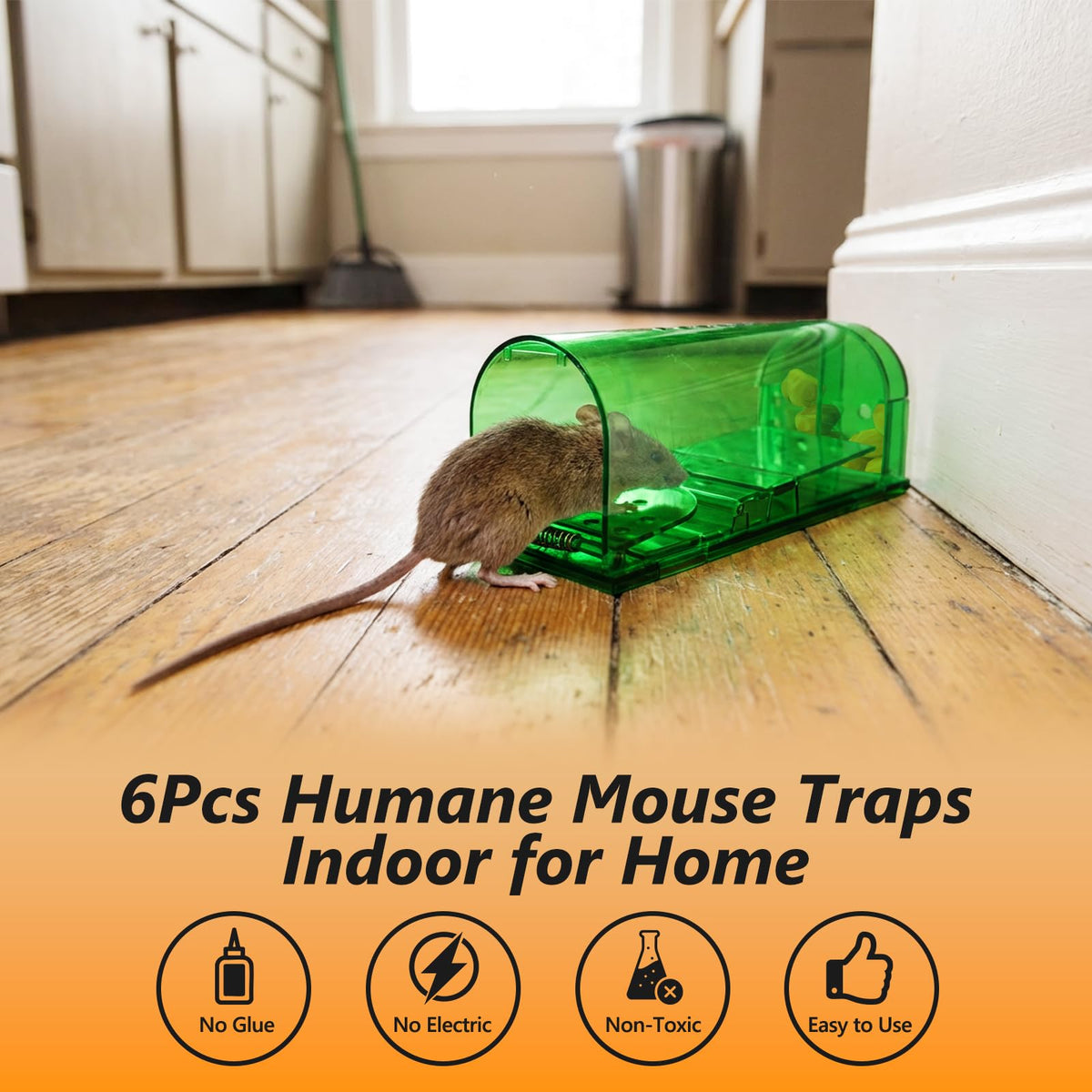 USKICH live mouse trap bait compartment shown for easy access.