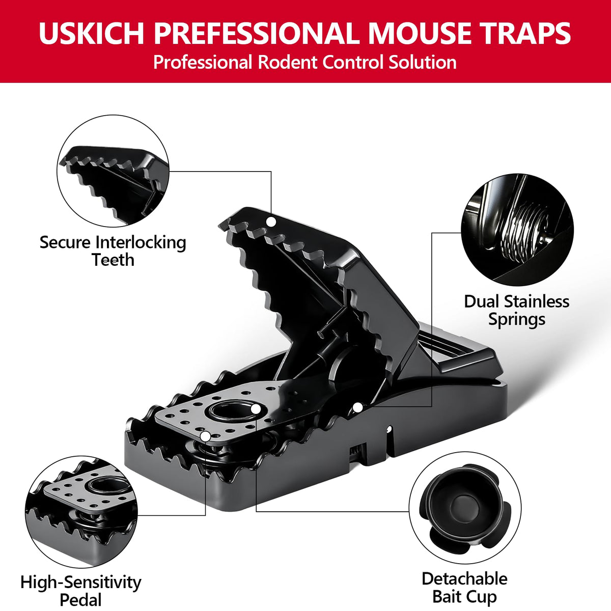 USKICH indoor mouse trap high sensitivity trigger enables precise capture