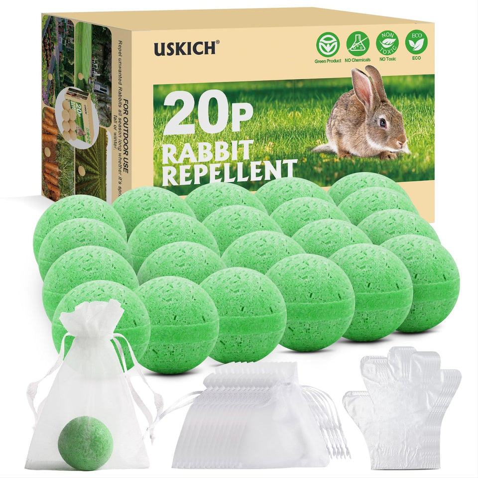 USKICH rabbit repellent pellets for outdoor use protect gardens from rabbits.