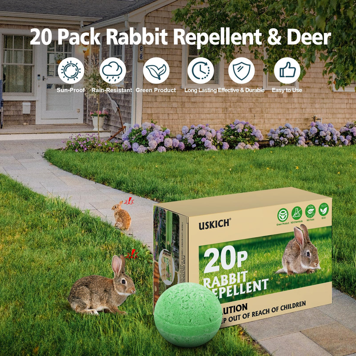 USKICH gardening gloves included to safely handle pellets during application.