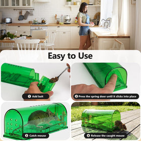 USKICH reusable mouse trap waterproof design for wash-and-reuse efficiency.