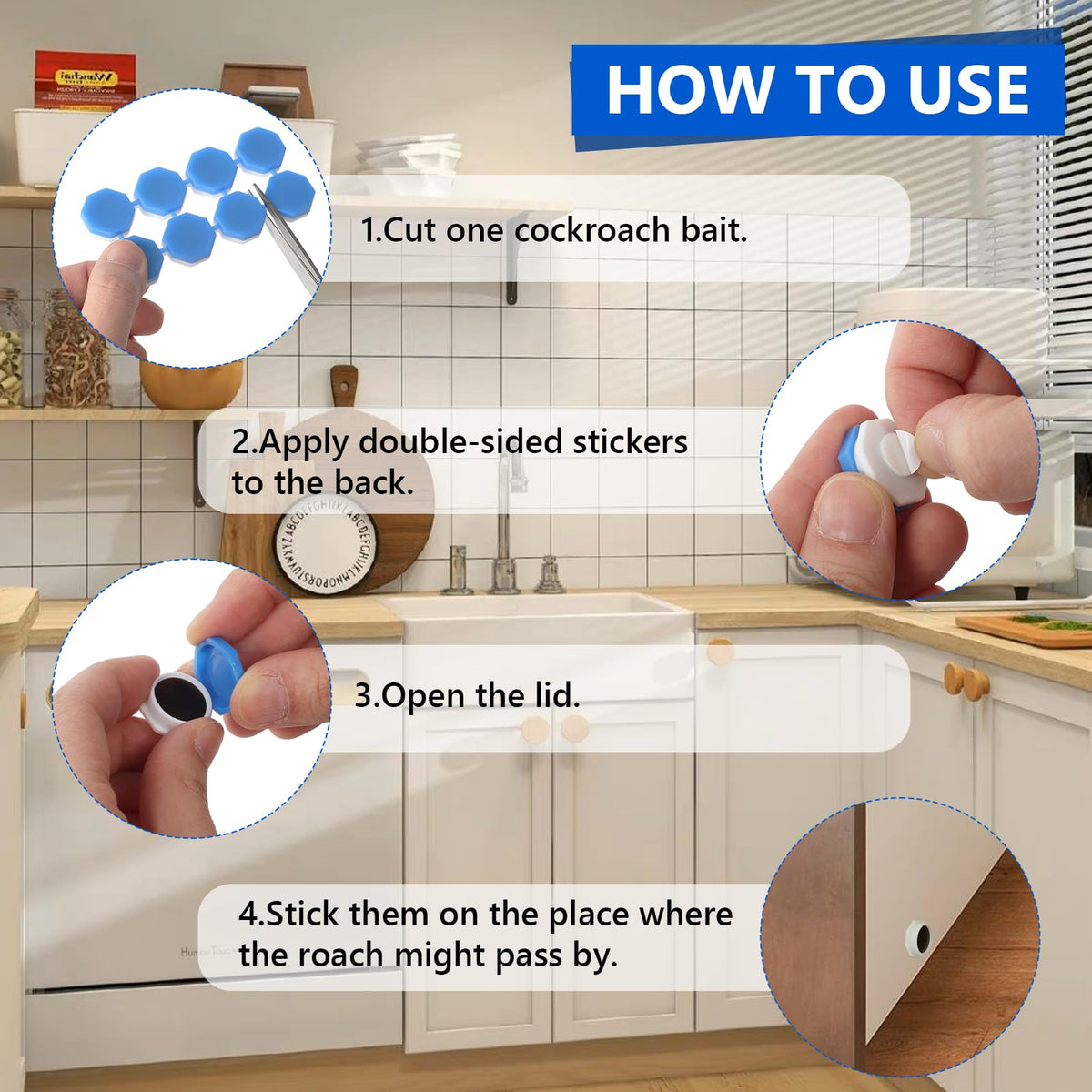 USKICH roach gel bait application step for quick setup.