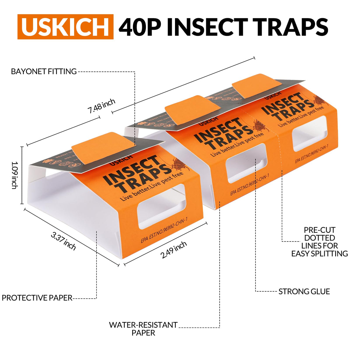 USKICH roach traps in the bathroom behind fixtures show easy setup.