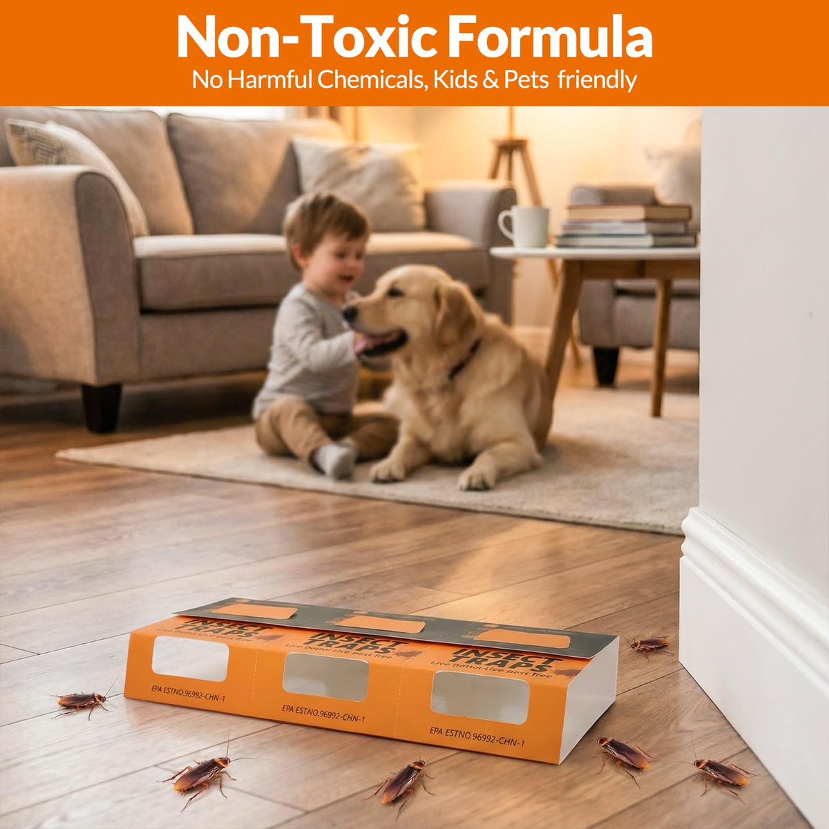 USKICH roach traps with eco-friendly adhesive reduce residue and odor.