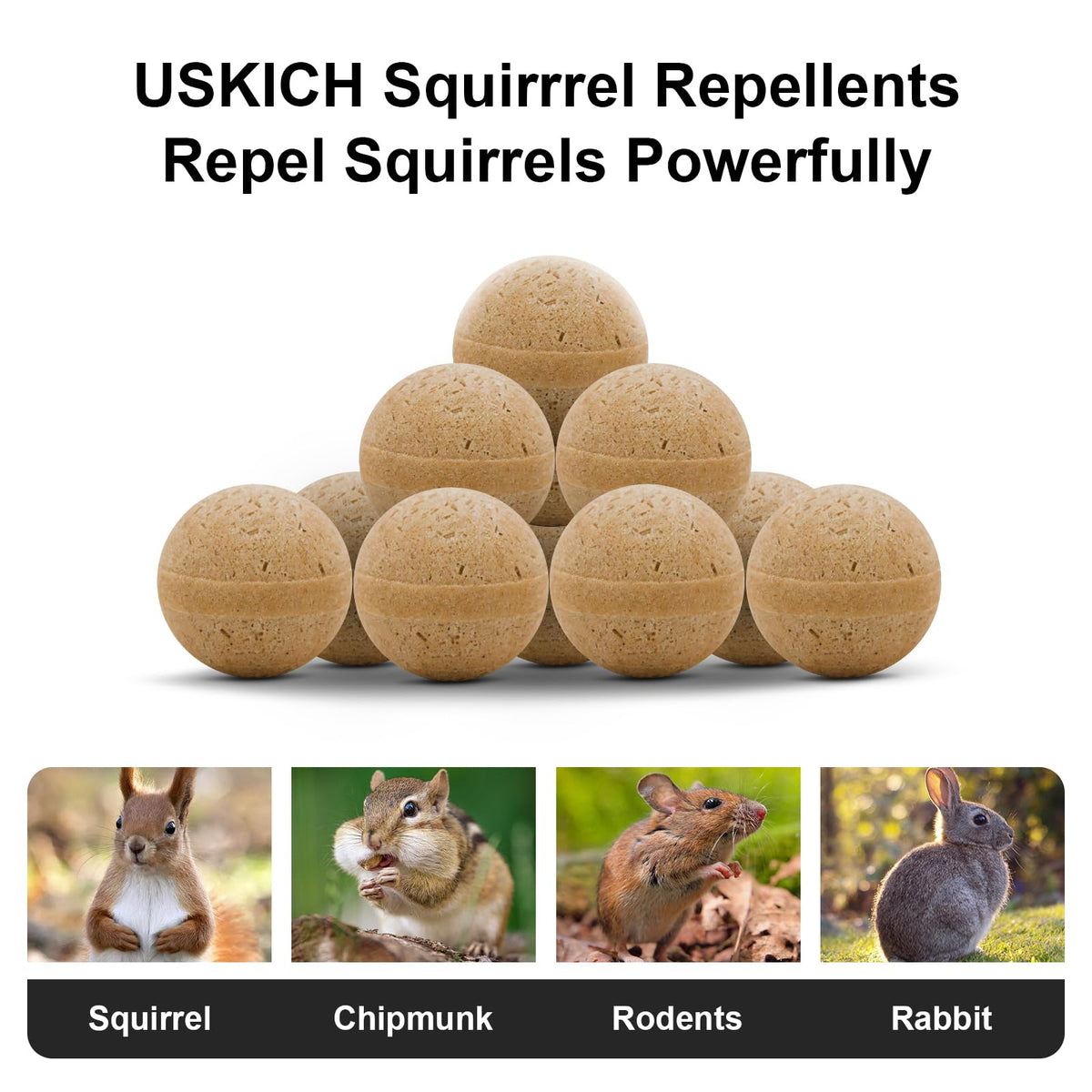 USKICH Squirrel Repellent near bulbs shows protection for garden plants.