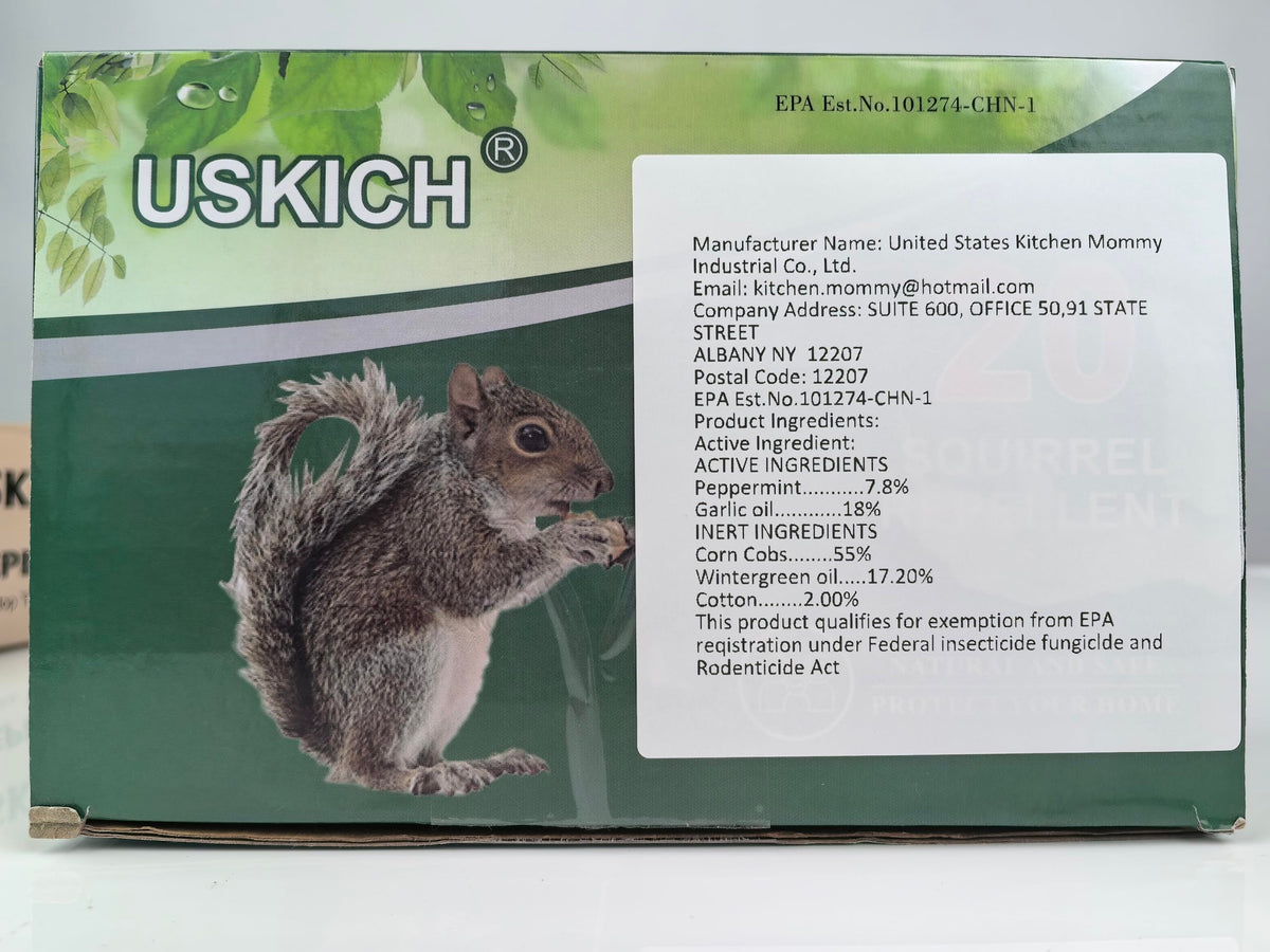 USKICH Squirrel Repellent packaging opened reveals multi-unit bundle.