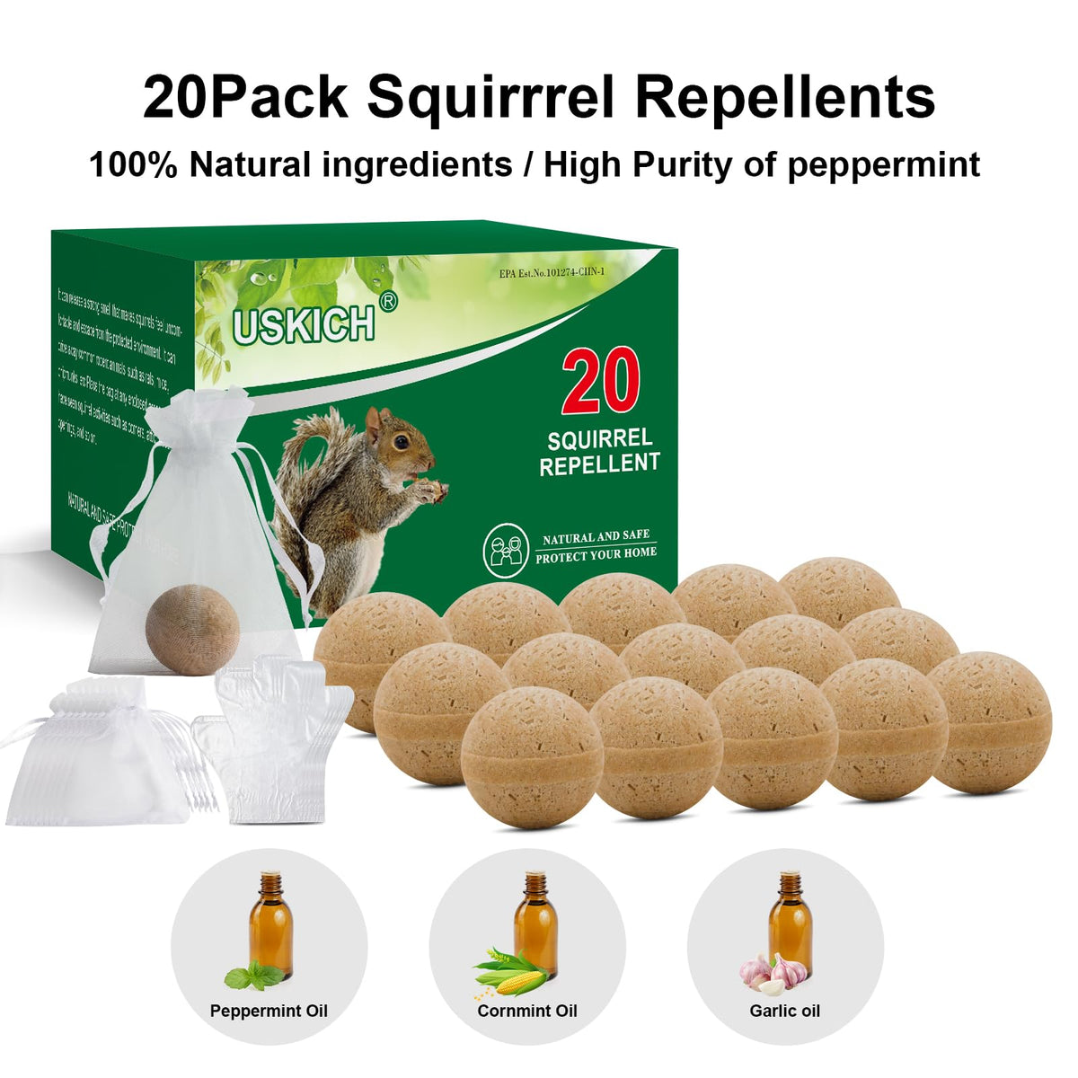 USKICH Squirrel Repellent yard application demonstrates easy plant protection.