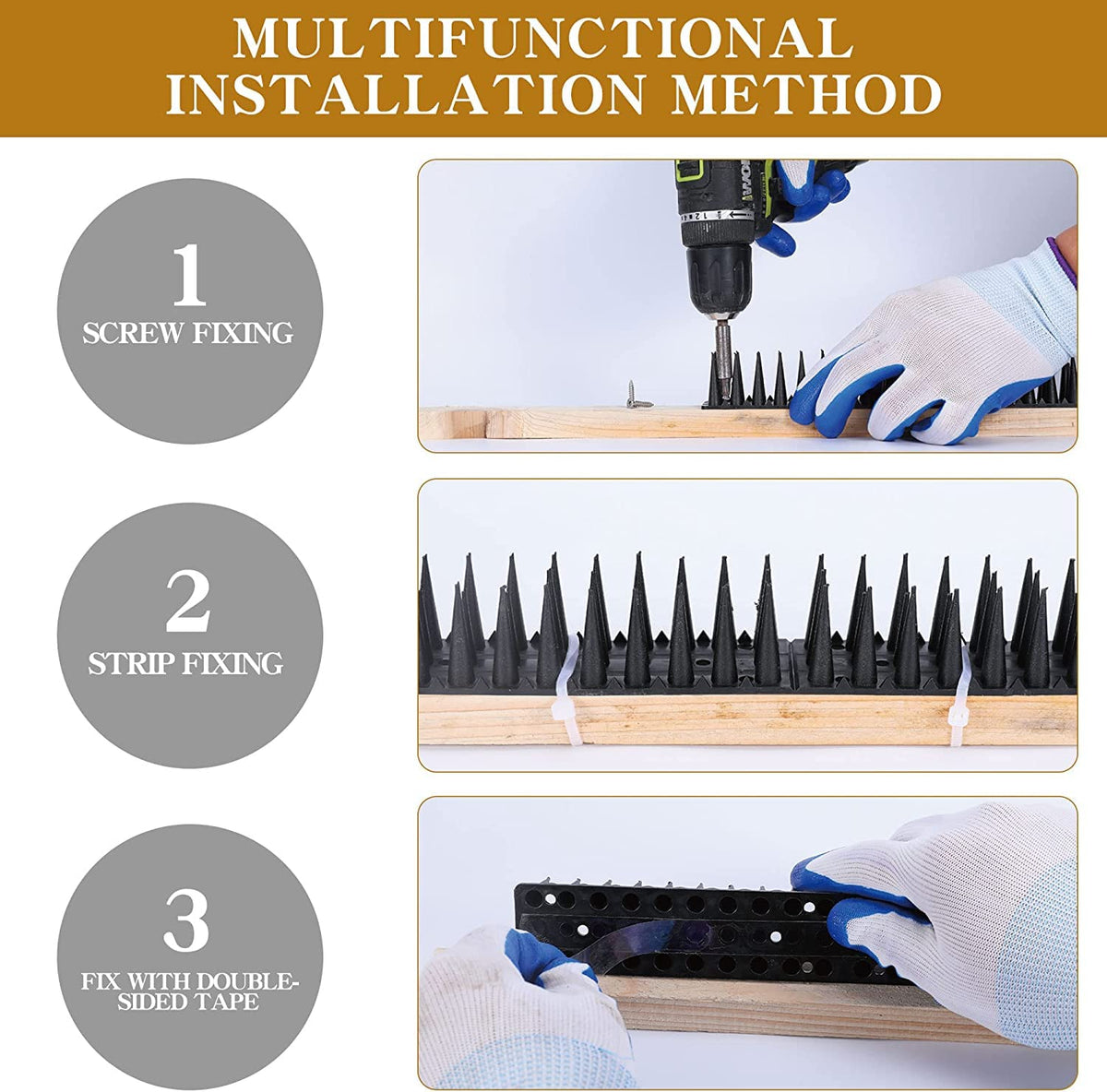 USKICH weatherproof acrylic spikes resist deformation and rust in all seasons.