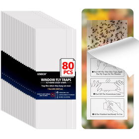 USKICH window fly trap package with 80 sticky traps for easy indoor use.
