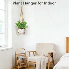 USLAI handmade cotton cord cradle provides durable, secure plant support.