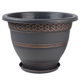 Usocik plaid planter on outdoor patio enhancing garden decor