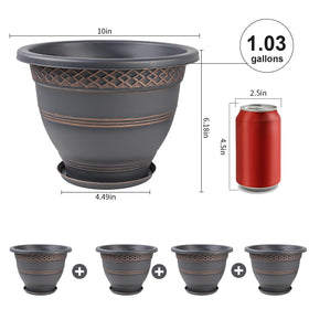 Usocik plant pot with saucer outdoor setup on patio