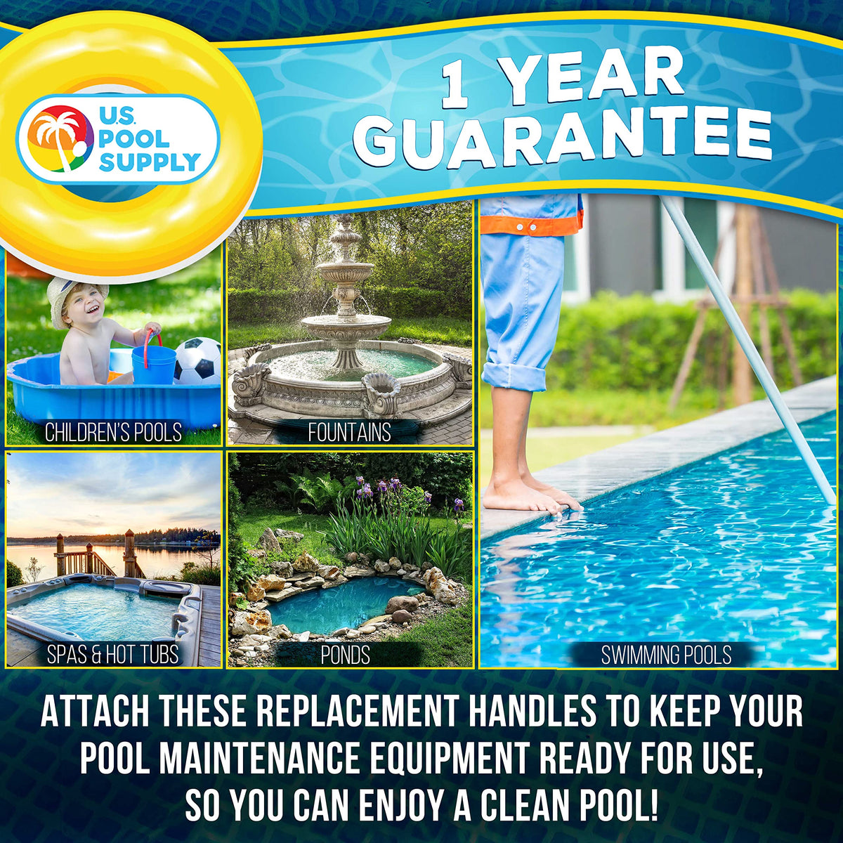 U.S. Pool Supply compatible with above-ground and in-ground pool accessories.