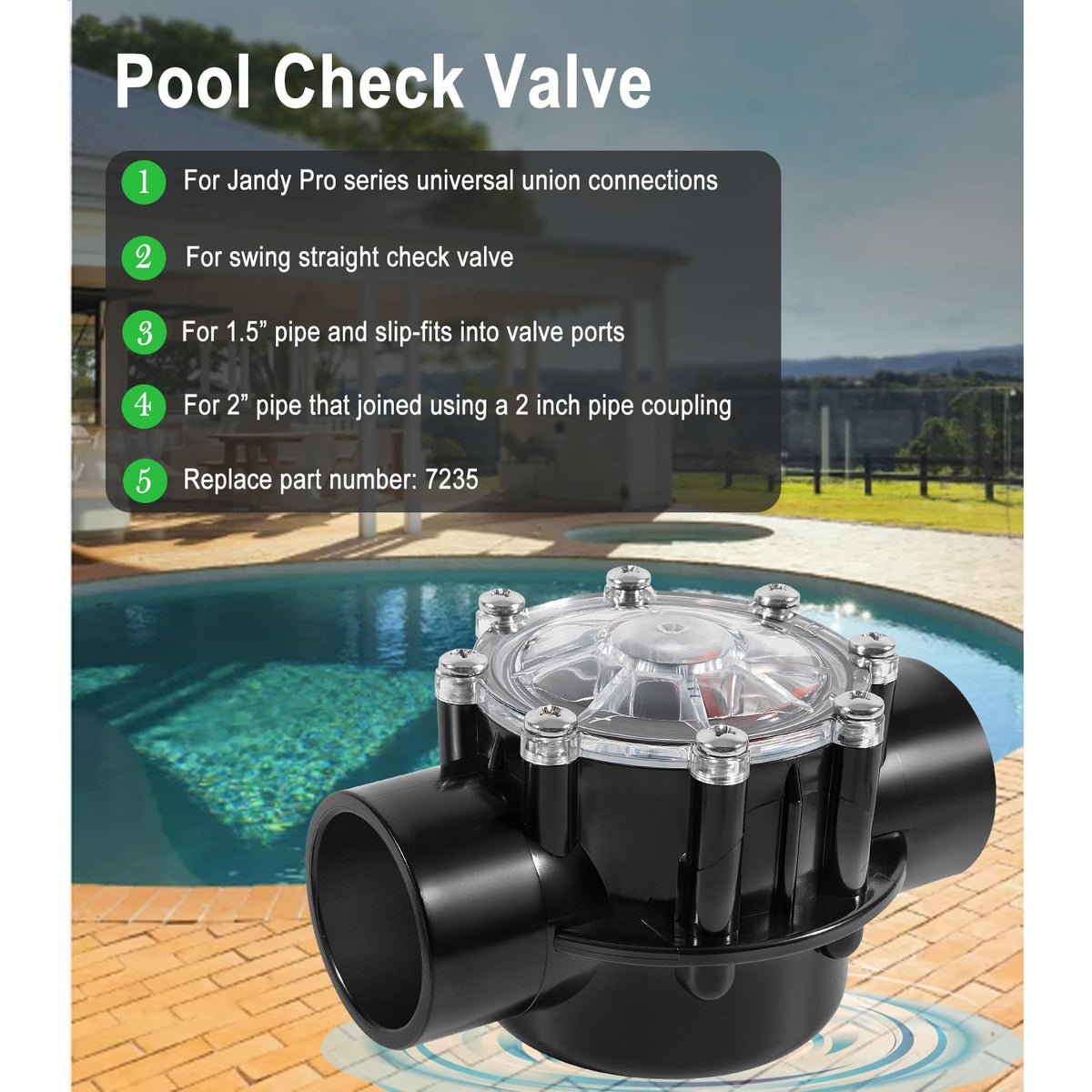 Ussuray pool check valve with premium materials and corrosion-resistant swing