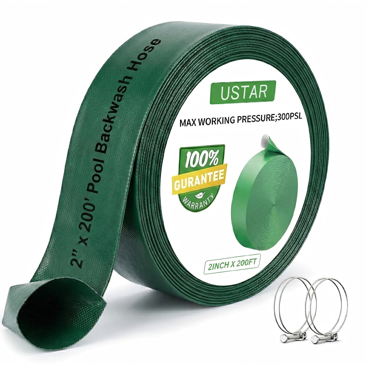 USTAR backwash hose with 3-layer construction for durable pool drainage.