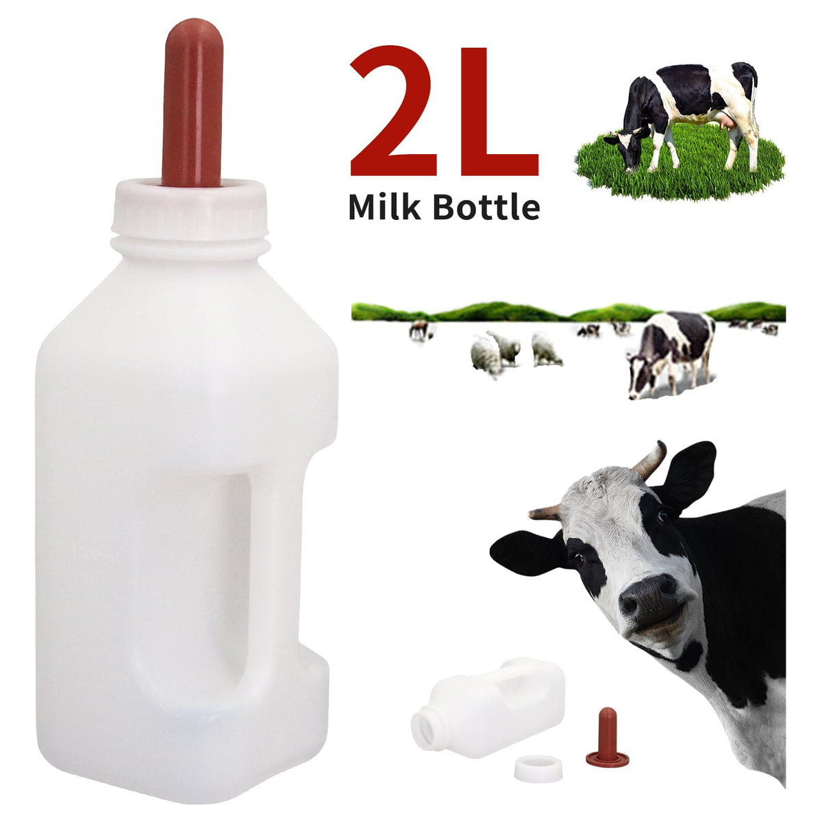USUNFARM screw nipple 2-quart calf bottle capacity supports essential daily feeds.