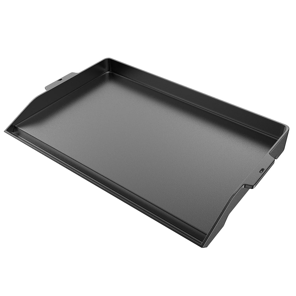 Utheer 23x16 cast iron griddle on grill shows even heat for searing