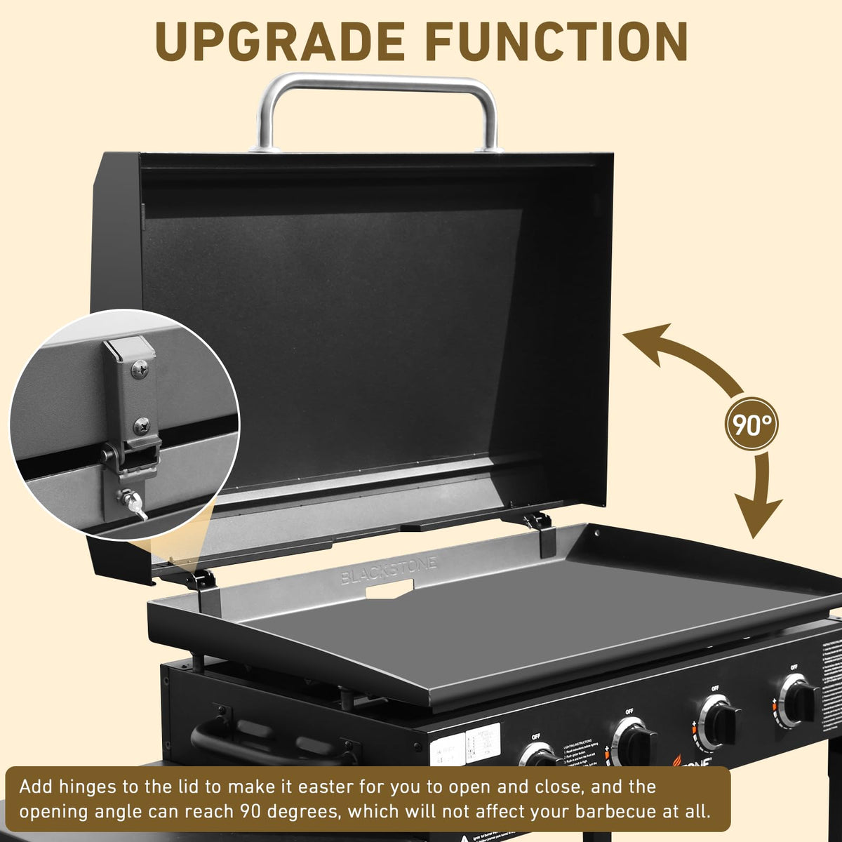 Utheer-coated steel housing provides durable weather protection for outdoor cooking.