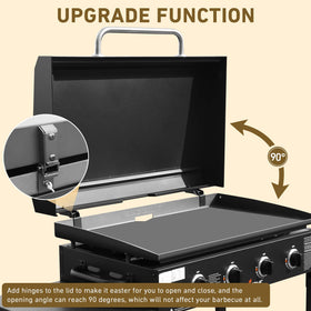 Utheer-coated steel housing provides durable weather protection for outdoor cooking.