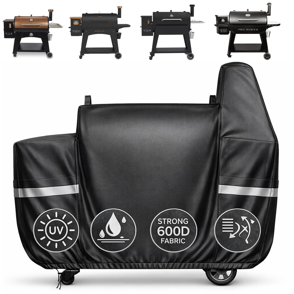 Utheer Pit Boss Austin XL grill cover in waterproof fabric protecting against rain and sun