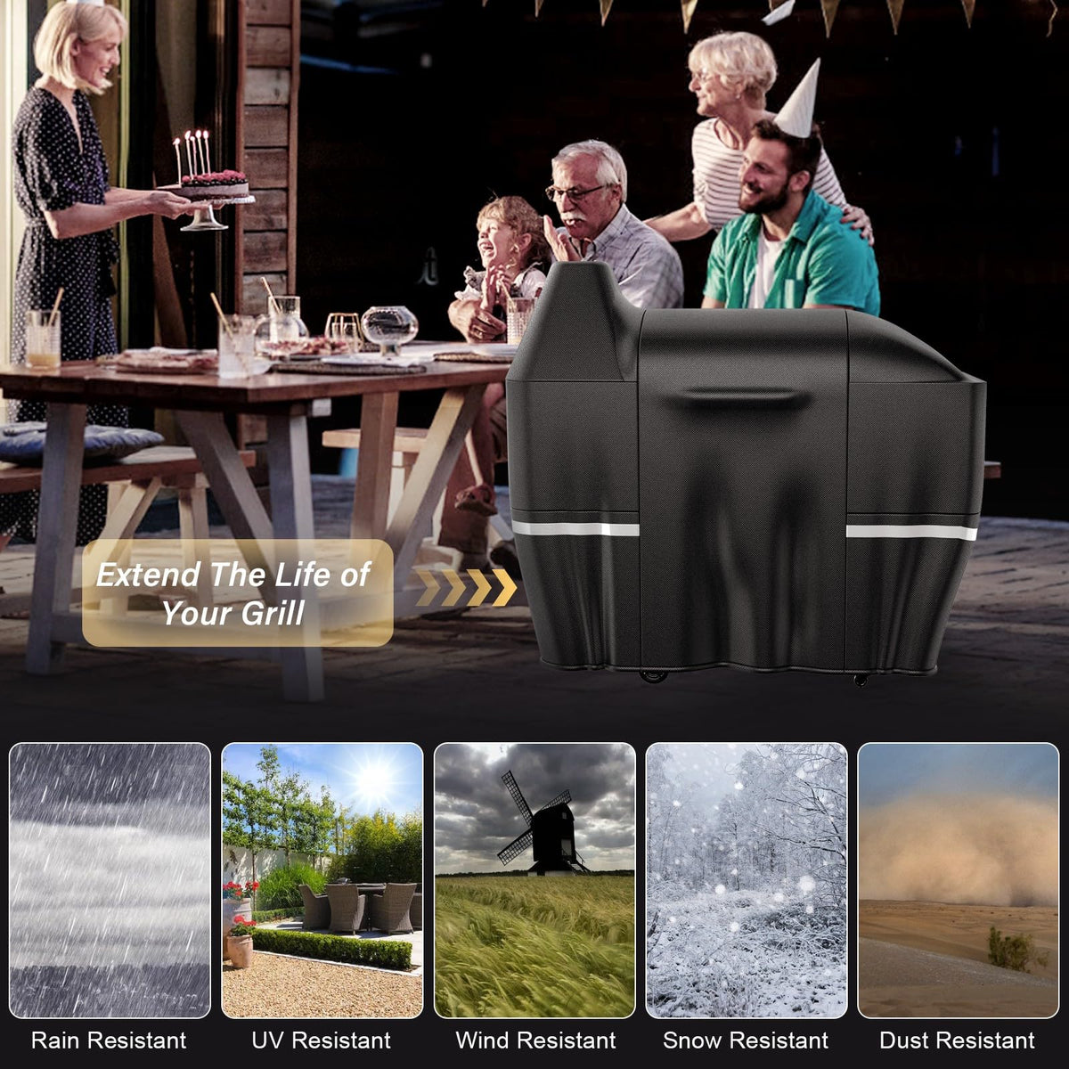 Utheer vented design reduces moisture and condensation under the grill cover