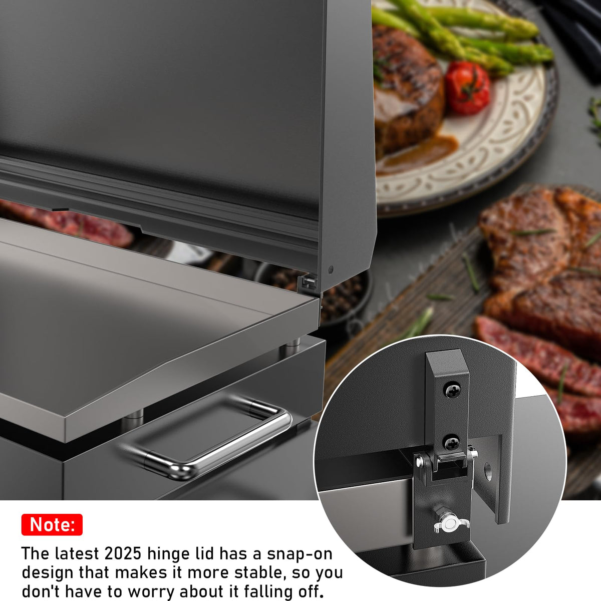 Utheer easy, hands-free operation frees you during flips and basting.